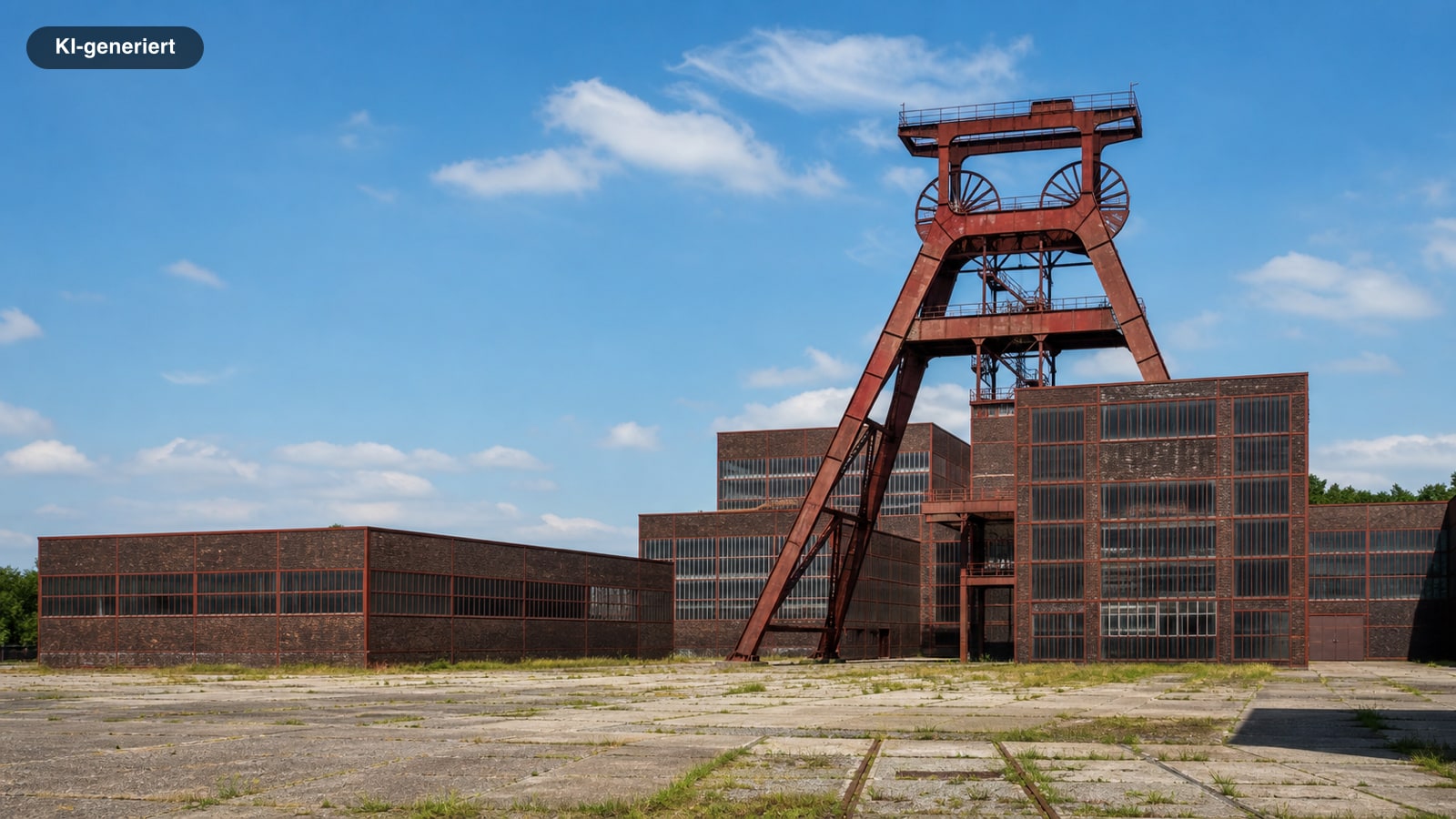 Zeche Zollverein in Essen: das Doppelbock-Fördergerüst von Schacht XII (KI-generiertes Symbolbild)